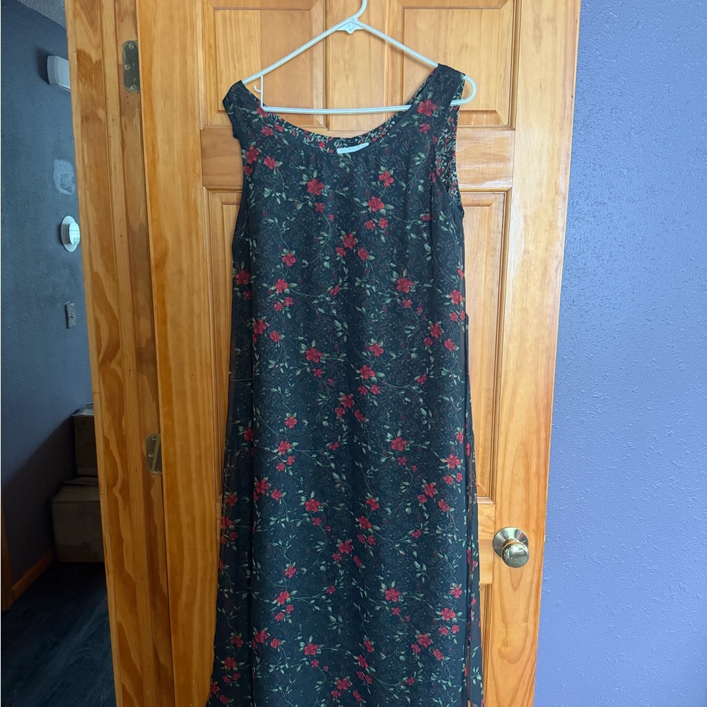 Floral Black Layered Dress with Straps